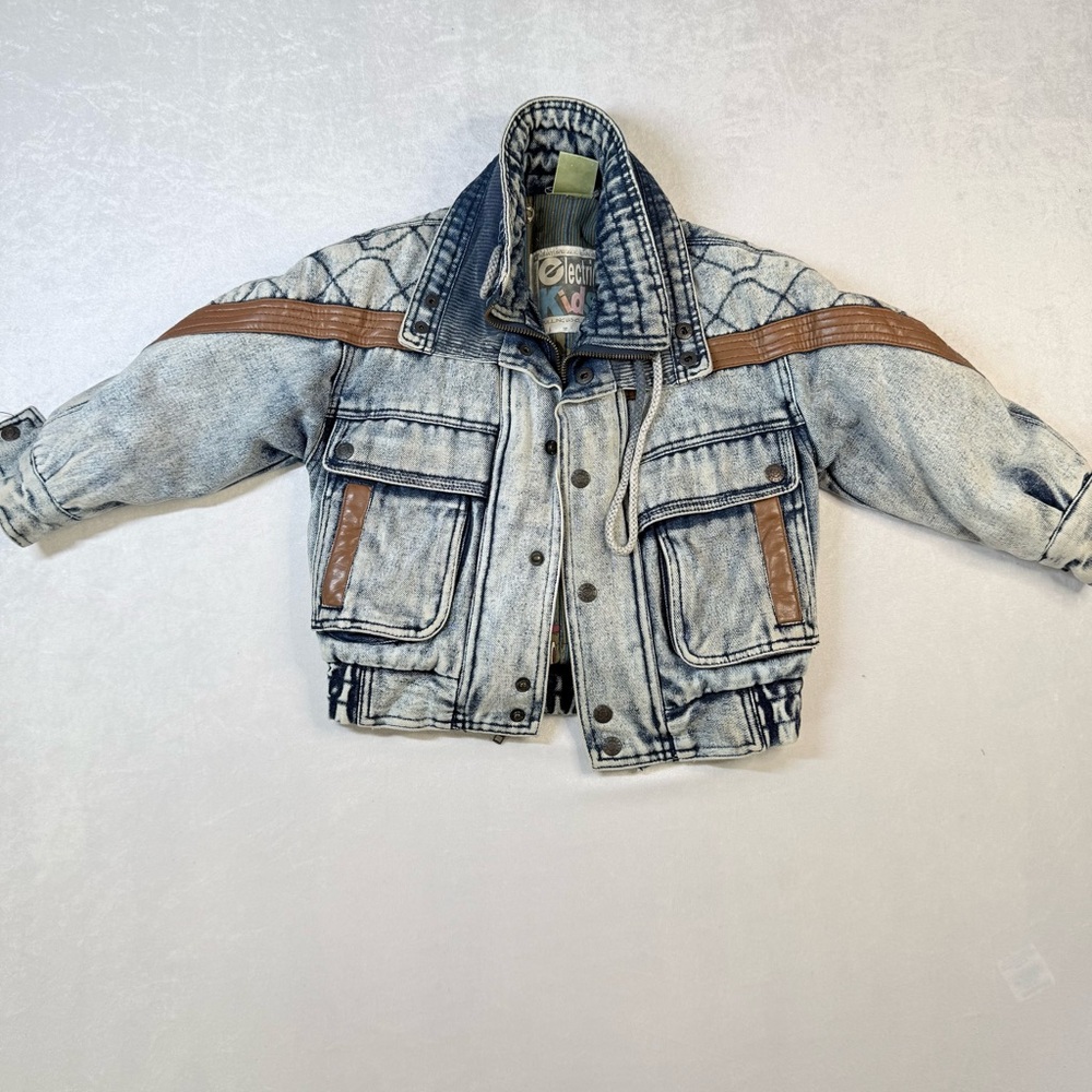 Vintage Electric kids Family Blue and Brown Kids Jean Jacket
